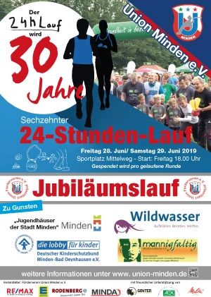 Plakat 30 Jahre 24-Stunden-Lauf bei Union Minden