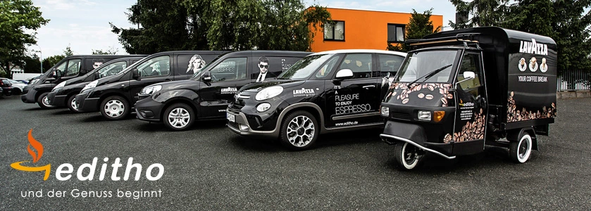 editho Fuhrpark Darstellung einiger Firmenfahrzeuge der editho GmbH