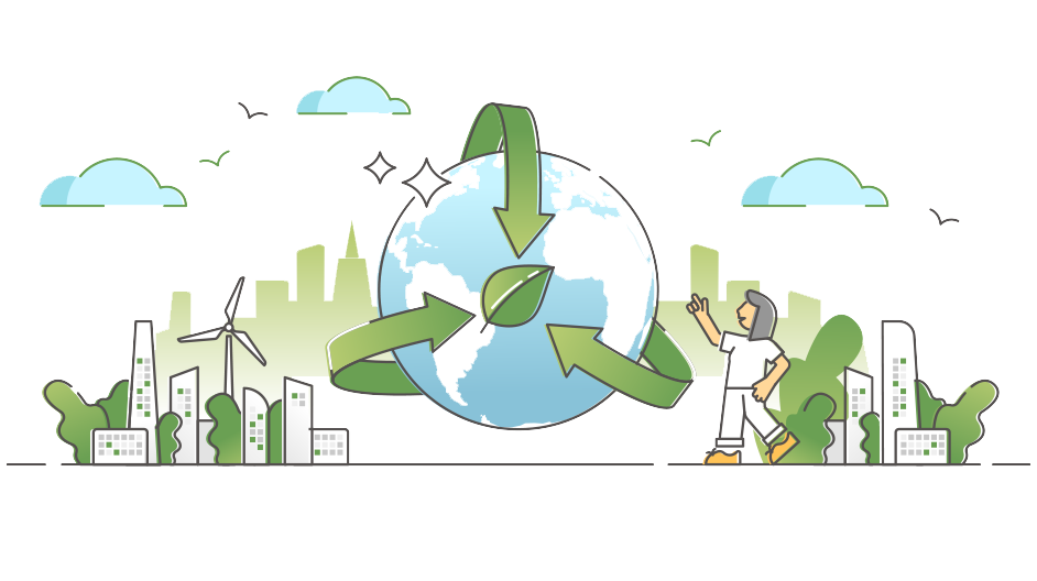 Comic Darstellung Recycling Kreislauf