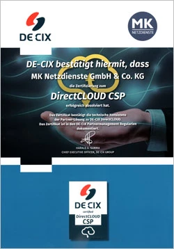 Abbildung des DirectCloud Zertifikats