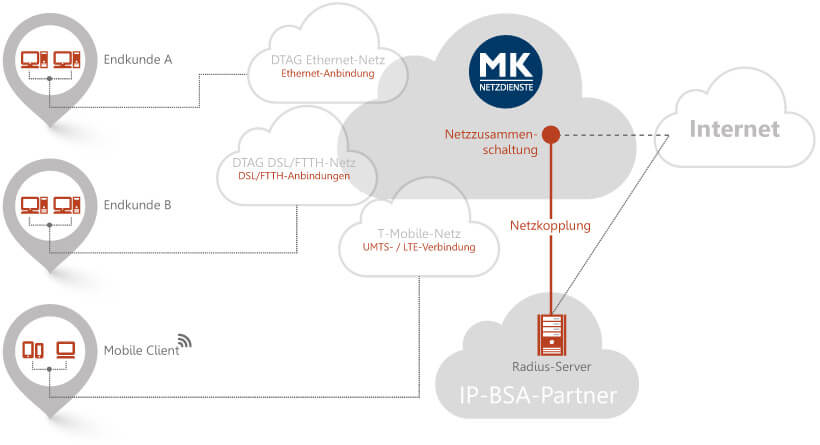 Schematische Darstellung von IP Bitstream Access