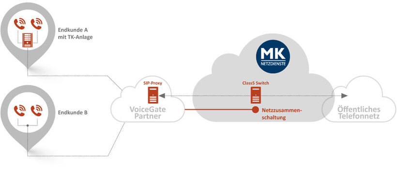 Schematische Darstellung MK-VoiceGate SIP Trunk Service